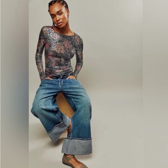 Free People Intimately Sequins Gold Rush Long Sleeve - Picture 1 of 5